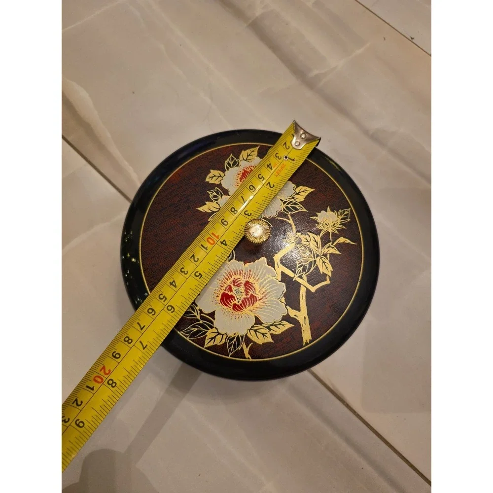 Japanese Lacquerware Bento Box Lazy Susan Floral‎ Design Removable Tray B2
